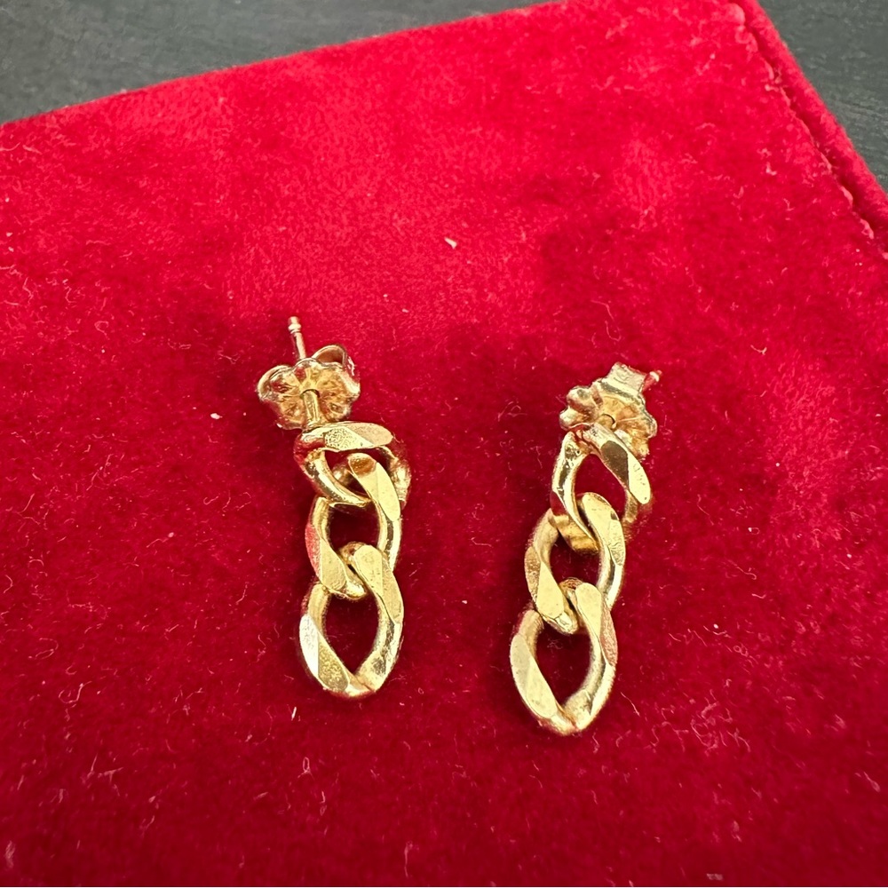 Gold filled dainty link drop earrings